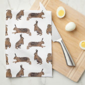 Hare Frenzy Kitchen Handtuch (Farbe auswählen) (Viertel Falte)