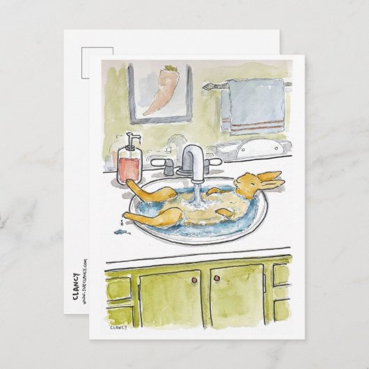 Hare in the Sink Postcard Postkarte (Vorne/Hinten)