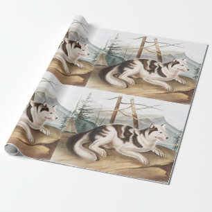 Hare Indian Dog (Canis familiaris) Illustration Geschenkpapier