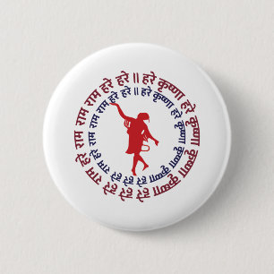 Hare Krishna Follower Devotee zum Kirtan Button