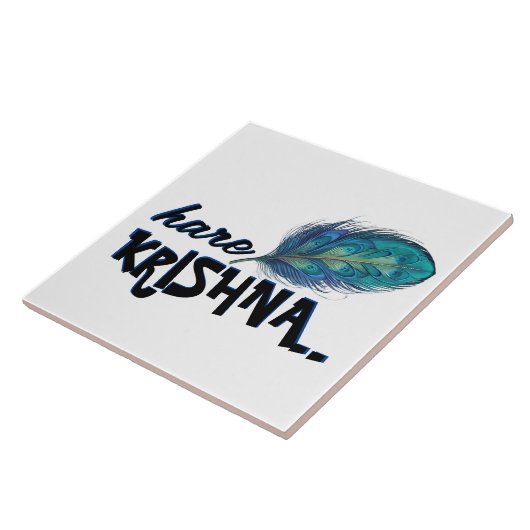 "Hare Krishna" Peacock Feather Hindu Fliese (Seite)