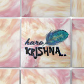 "Hare Krishna" Peacock Feather Hindu Fliese