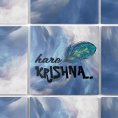 "Hare Krishna" Peacock Feather Hindu Fliese