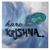 "Hare Krishna" Peacock Feather Hindu Fliese (Vorderseite)