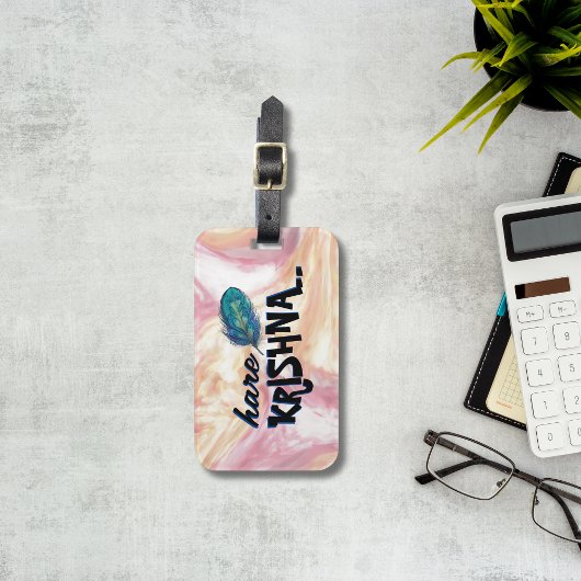 "Hare Krishna" Peacock Feather Hindu Gepäckanhänger