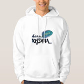 "Hare Krishna" Peacock Feather Hindu Hoodie (Vorderseite)