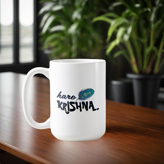 "Hare Krishna" Peacock Feather Hindu Kaffeetasse