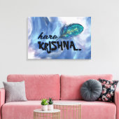 "Hare Krishna" Peacock Feather Hindu Leinwanddruck (Insitu (Wohnzimmer))