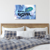 "Hare Krishna" Peacock Feather Hindu Leinwanddruck (Insitu (Schlafzimmer))