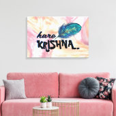 "Hare Krishna" Peacock Feather Hindu Leinwanddruck (Insitu (Wohnzimmer))