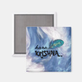 "Hare Krishna" Peacock Feather Hindu Magnet (Vorderseite/Rückseite)