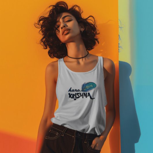 "Hare Krishna" Peacock Feather Hindu Tank Top
