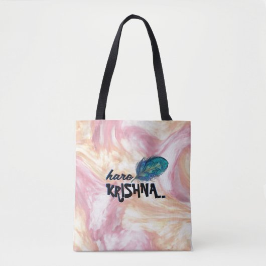 "Hare Krishna" Peacock Feather Hindu Tasche (Vorderseite)