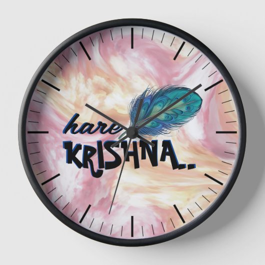 "Hare Krishna" Peacock Feather Hindu Uhr (Vorderseite)