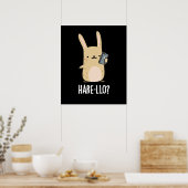 Hare-llo There Funny Hare Rabbit Pun Dark BG Poster (Küche)