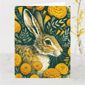 Hare Marigold Karte (Gelbe Blume)