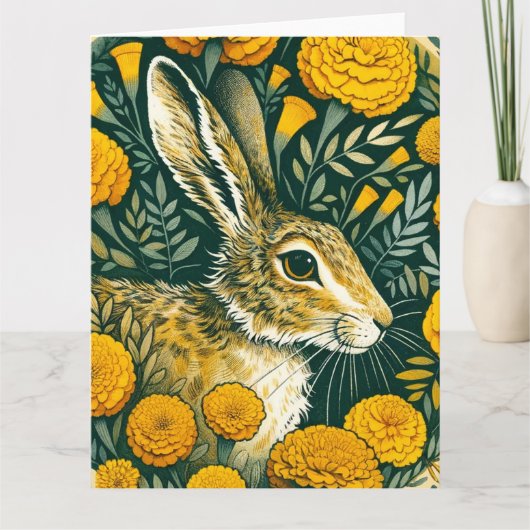 Hare Marigold Karte (Vorderseite)