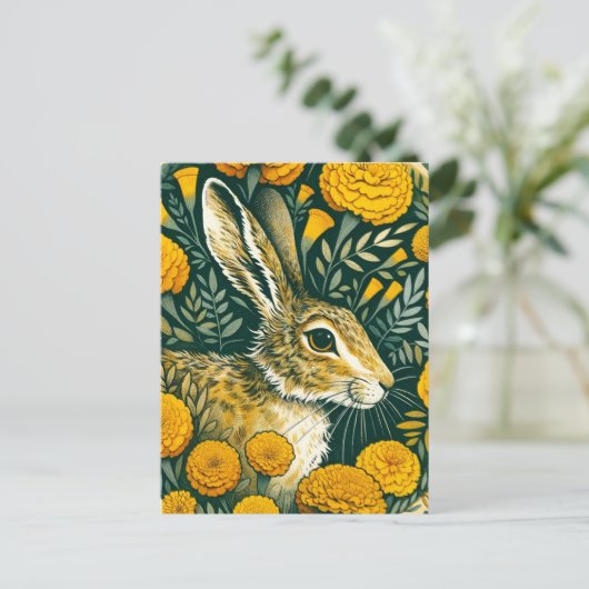 Hare Marigold Postkarte (Stehend Vorderseite)