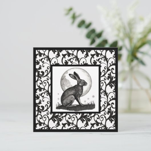 Hare & Moon Card (Stehend Vorderseite)