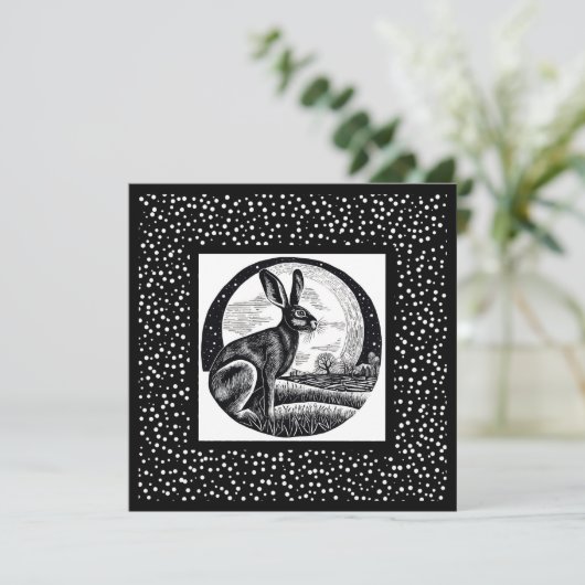 Hare & Moon Night Sky Card (Stehend Vorderseite)
