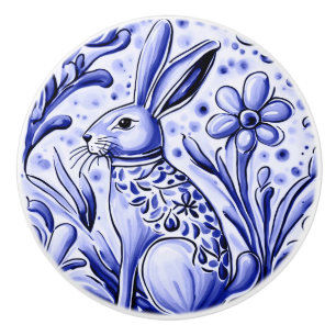Hare Rabbit Bunny Folk Art Keramikknauf
