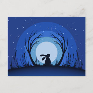 Hare, Rabbit Moonlight Silhouette Postkarte