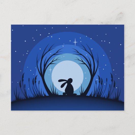 Hare, Rabbit Moonlight Silhouette Postkarte (Vorderseite)