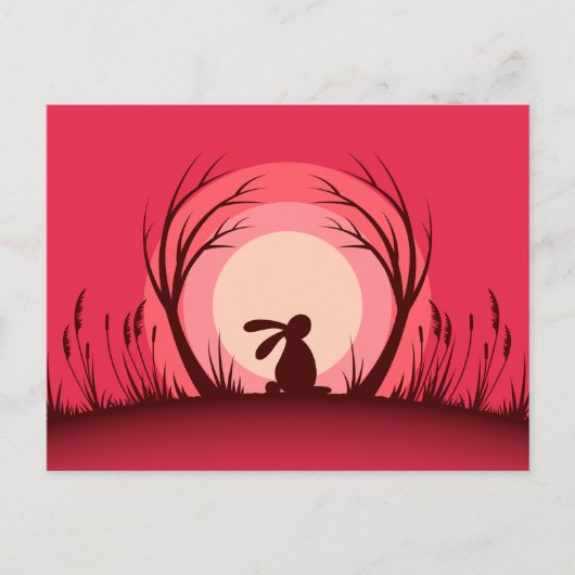 Hare, Rabbit Sunset Silhouette Postkarte (Vorderseite)