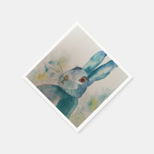 Hare Rabbit Watercolor Blaue Servietten (Ecke)