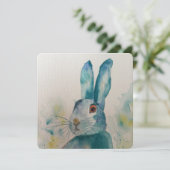 Hare Rabbit Watercolor Blue (Stehend Vorderseite)