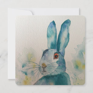 Hare Rabbit Watercolor Blue