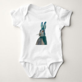 Hare Rabbit Watercolor Blue Baby Strampler