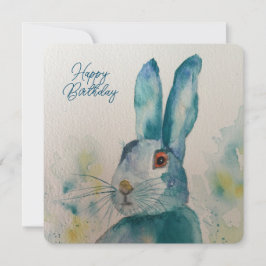Hare Rabbit Watercolor Blue Geburtstagskarte