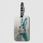 Hare Rabbit Watercolor Blue Gepäckanhänger (Vorderseite Vertikal)
