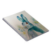 Hare Rabbit Watercolor Blue Notizblock (Rechte Seite)