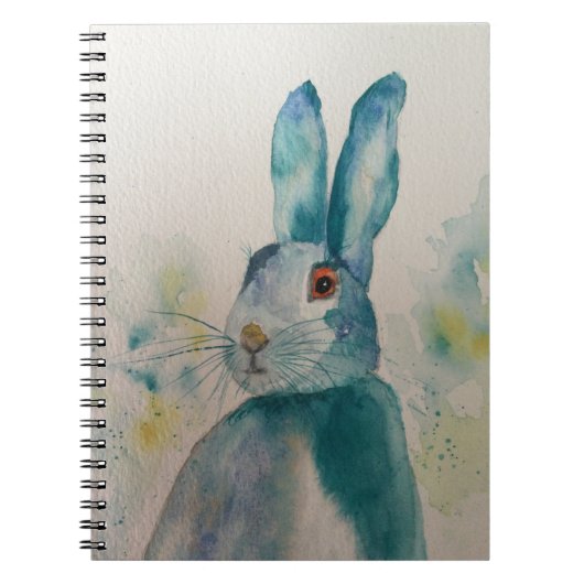 Hare Rabbit Watercolor Blue Notizblock (Vorderseite)