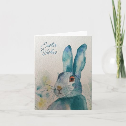 Hare Rabbit Watercolor Blue Oaster Card (Vorderseite)