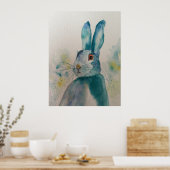 Hare Rabbit Watercolor Blue Poster (Küche)