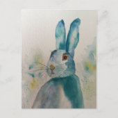Hare Rabbit Watercolor Blue Postkarte (Vorderseite)