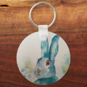 Hare Rabbit Watercolor Blue Schlüsselanhänger (Vorderseite)