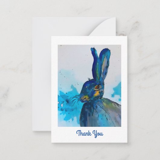 Hare Rabbit Watercolor Dankeschön Karte (Vorderseite)