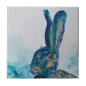 Hare Rabbit Watercolor Fliese (Vorderseite)