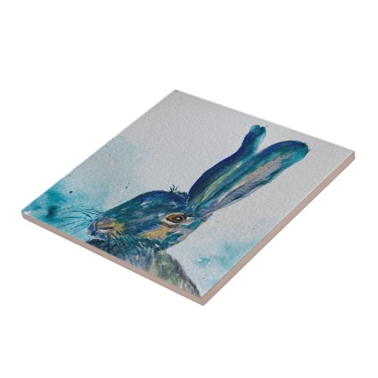 Hare Rabbit Watercolor Fliese (Seite)
