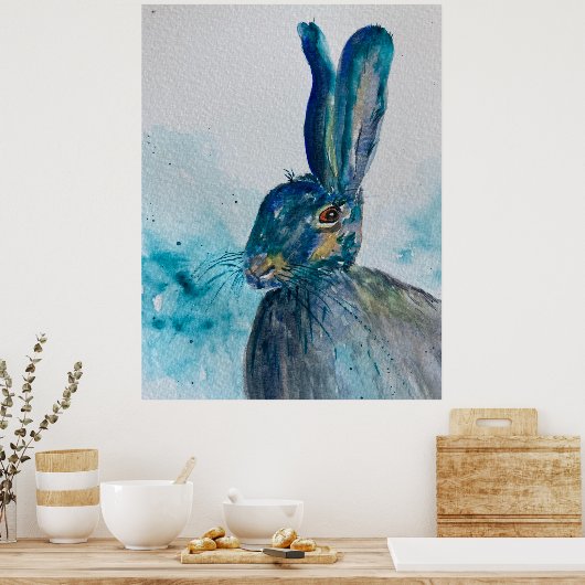 Hare Rabbit Watercolor Poster (Küche)