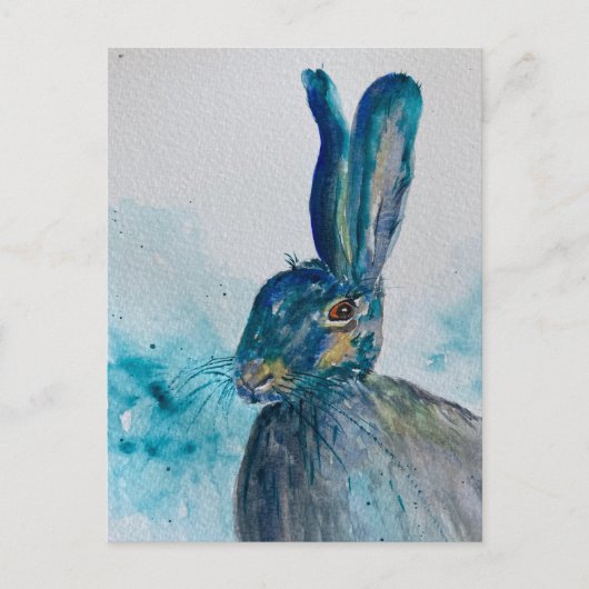 Hare Rabbit Watercolor Postkarte (Vorderseite)