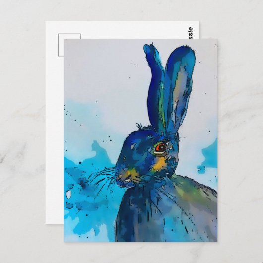 Hare Rabbit Watercolor Postkarte (Vorne/Hinten)