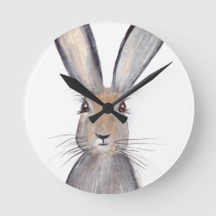 Hare rabbit watercolor runde wanduhr