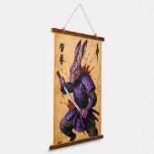 Hare Samurai - Rabbit Warrior - Japanischer Tinte Wandteppich Mit Holzrahmen (Gewinkelt)