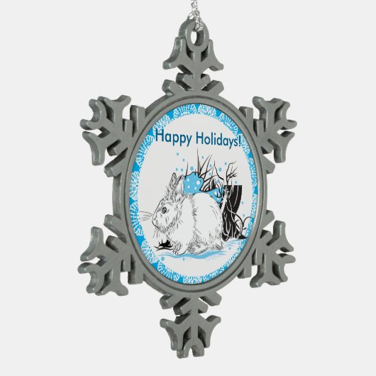 Hare Schneeflocken Zinn-Ornament (Links)
