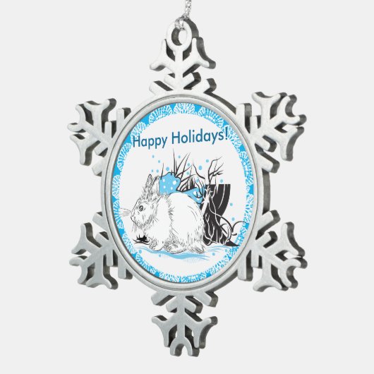 Hare Schneeflocken Zinn-Ornament (Rechts)